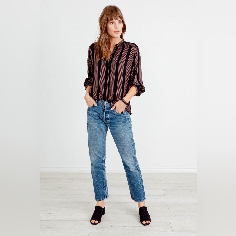 Rails Edith Blouse in Midas Stripe Metallic Size XS - Picture 2 of 8